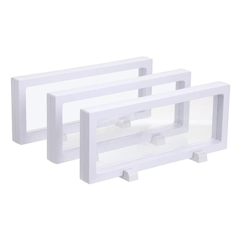 Skelang 3D Floating Display Case, White Rectangular Coin Holder Display Stand, 9"Ã—3.54"Ã—0.75" Suspension Frame Box for Challenge Coin, Chip, Jewelry, Pin, Cash Paper, Sets of 3 - Image 1